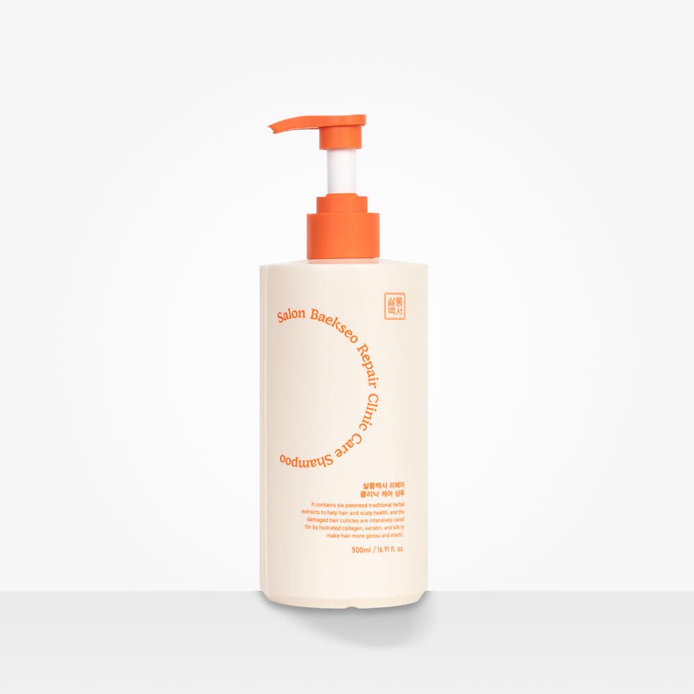 SALON BAEKSEO Repair Clinic Care Shampoo 500ml – Triple Protein Shampoo with Hydrolyzed Collagen, Keratin & Silk, Patented Herbal Scalp Care for Damaged Hair Repair & Shine _ Made in KOREA